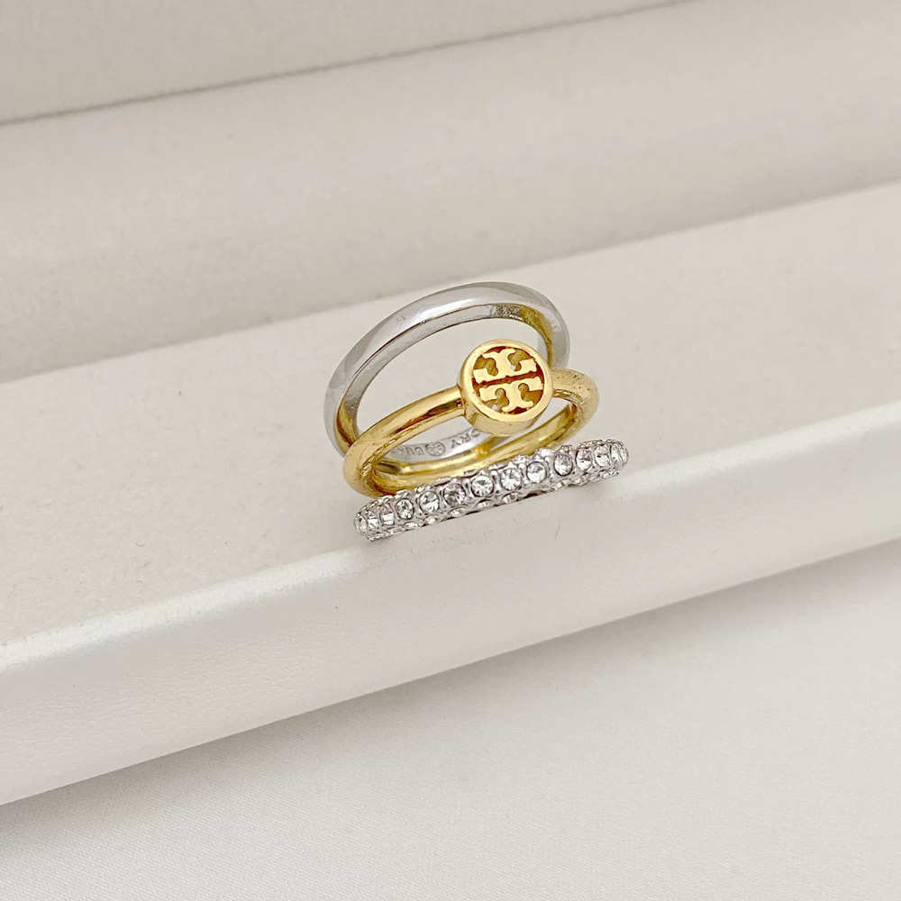 Tory Burch Rhinestone Triple Layer Ring